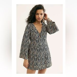 Free People Gia Shift Mini Dress Black Combo. Size XS